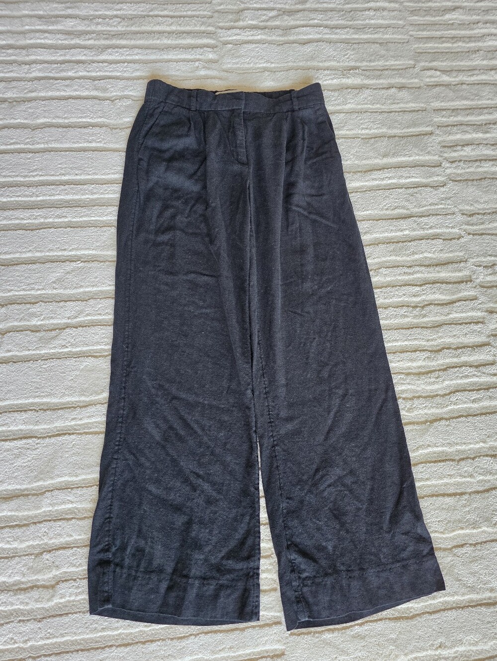 Abercrombie & Fitch Wide Leg Black Linen-Blend Pants A&F Pantsuits Trousers